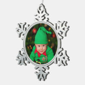 Foto kerstboomversiering Velvet Gift Box Tin Sneeuwvlok Ornament (Rechts)