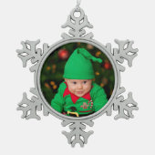 Foto kerstboomversiering Velvet Gift Box Tin Sneeuwvlok Ornament (Voorkant)