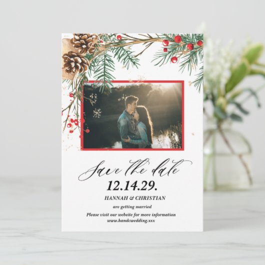 Foto Kerstbruiloft Bewaar de datum Save The Date (Staand voorkant)