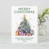 Foto Kerstcadeaus Groene Vakantie uitnodiging (Staand voorkant)