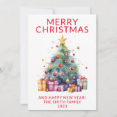 Foto Kerstcadeaus Rode vakantie Kaart (Voorkant)