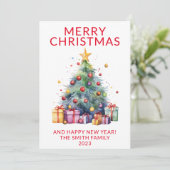 Foto Kerstcadeaus Rode vakantie Kaart (Staand voorkant)