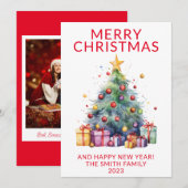 Foto Kerstcadeaus Rode vakantie Kaart (Voorkant / Achterkant)