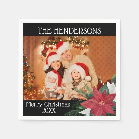 Foto Kerstfeest Poinsettia servetten (Voorkant)