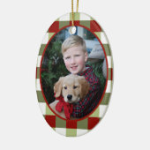 foto kerstfeestversiering keramisch ornament (Links)