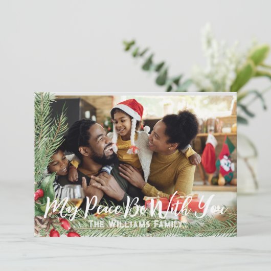 Foto Kerstkaart Dubbelzijdig Moderne Feestdagen Kaart (Staand voorkant)