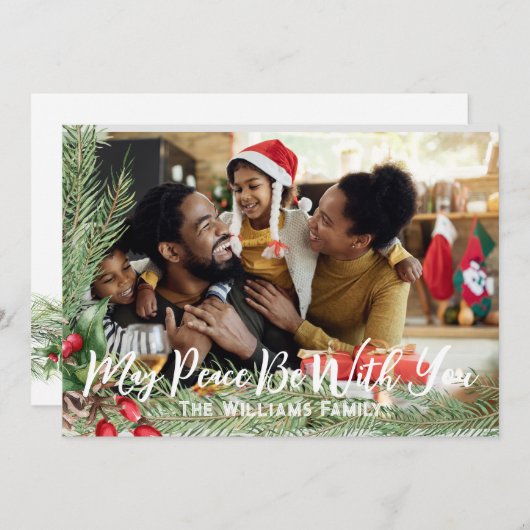 Foto Kerstkaart Dubbelzijdig Moderne Feestdagen Kaart (Voorkant / Achterkant)