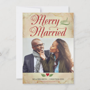 Foto kerstkaart, Merry en Married Feestdagenkaart