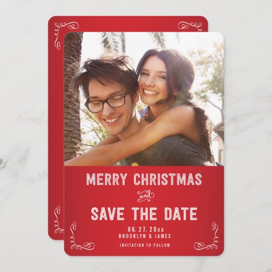 Foto Kerstkaarten met Save the Date (Voorkant / Achterkant)
