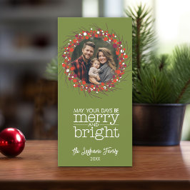 Foto Kerstkrans - takken en bessen Feestdagenkaart