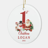 Foto Kerstman eerste kerst Keramisch Ornament (Links)