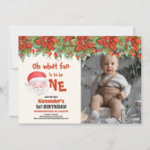 Foto Kerstman Eerste Verjaardag Kaart (Voorkant)