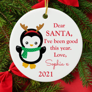 Foto Kerstman Ik Ben Braaf Pinguïn Kerst Keramiek Keramisch Ornament