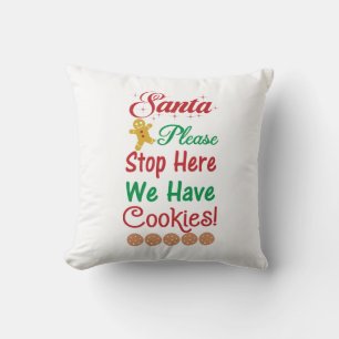 Foto Kerstman Stop hier Achter koekjes Kussen