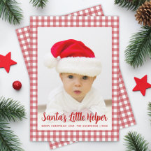 Foto Kerstmannetje Kleine Helper Rode Gingham Kers