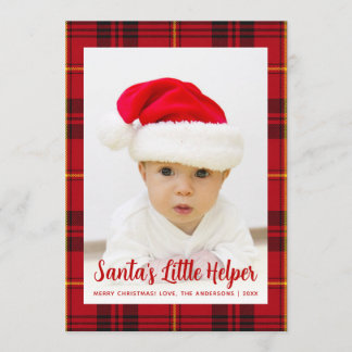 Foto Kerstmannetje's Kleine Helper Rood Schots Ker Feestdagenkaart