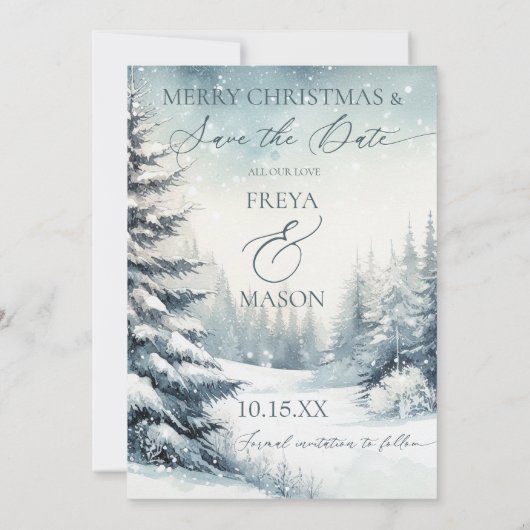 Foto Kerstmis Bewaar de datum Kaart (Achterkant)