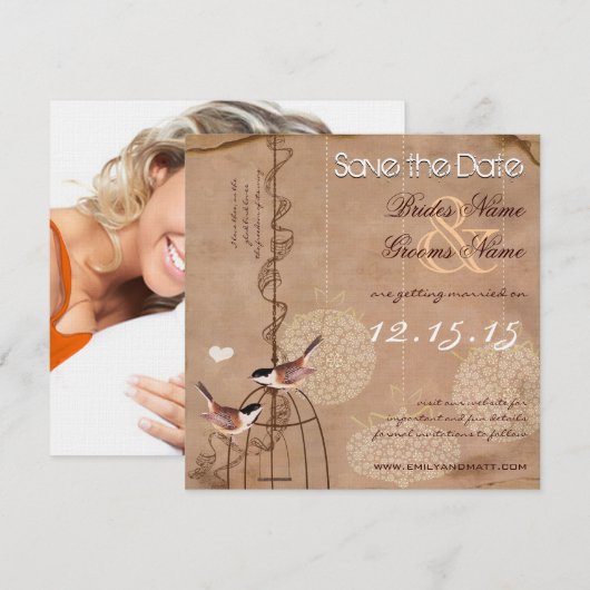Foto Kerstmis Bird Cage Wedding Save the Date Kaart (Voorkant / Achterkant)