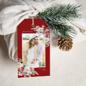 Foto Kerstmis Botanische Gift Label Cadeaulabel