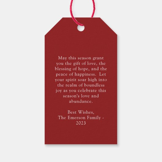 Foto Kerstmis Botanische Gift Label Cadeaulabel (Achterkant)