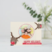 FOTO KERSTMIS BRIEFKAART :: rendieren rudolf 1 (Staand voorkant)