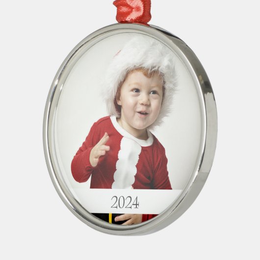 Foto Kerstmis Foto Ornament met Tekst / Jaar (Links)