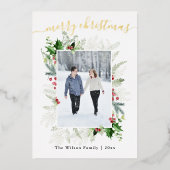 Foto Kerstmis Groen Groen Groet Folie Feestdagenkaart (Voorkant)