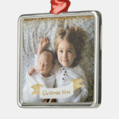 Foto Kerstmis, Jaar, Metalen Kerstbal Metalen Ornament (Links)