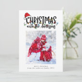 Foto Kerstmis Kaart Santa Hat String Lights (Staand voorkant)