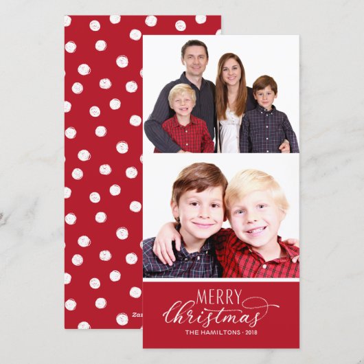 Foto Kerstmis Kaarten 2 Foto's Chique Script (Voorkant / Achterkant)