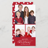Foto Kerstmis Kaarten 3 Foto's Chique Script (Voorkant / Achterkant)