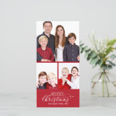 Foto Kerstmis Kaarten 3 Foto's Chique Script (Staand voorkant)