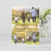 Foto Kerstmis Kaarten Drie Afbeeldingen, Goudfolie (Staand voorkant)