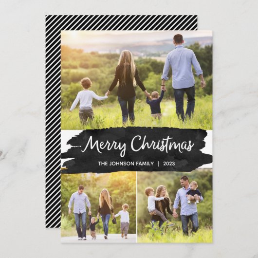 Foto Kerstmis Kaarten met Drie Afbeeldingen (Voorkant / Achterkant)