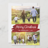 Foto Kerstmis Kaarten met Drie Afbeeldingen, Rood (Voorkant)