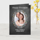 Foto Kerstmis krijtbord look ovaal Kaart (Gele Bloem)