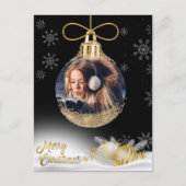 Foto Kerstmis Ornament Sneeuwvlokken Modern Budget Feestdagenkaart (Voorkant)