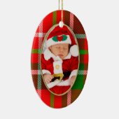 Foto: Kerstmis, ovaal, rood Afbeelding Lijst Keramisch Ornament (Rechts)