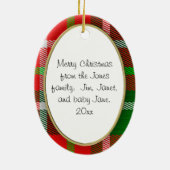 Foto: Kerstmis, ovaal, rood Afbeelding Lijst Keramisch Ornament (Achterkant)