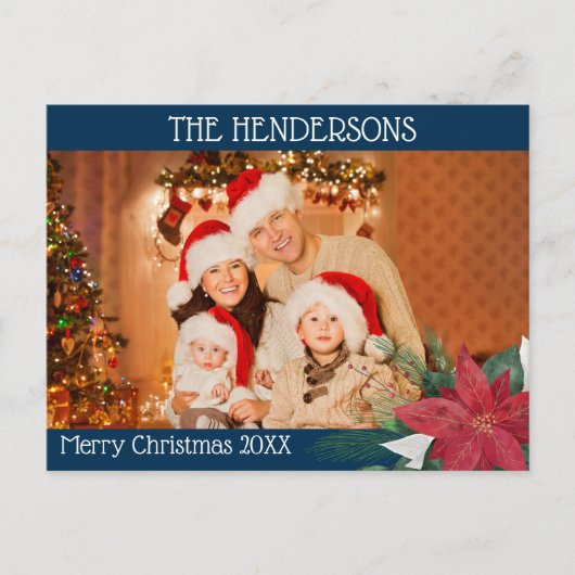 Foto Kerstmis Poinsettia vakantie Briefkaart (Voorkant)