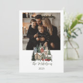 Foto Kerstmis Vintage Dorp Feestdagenkaart (Staand voorkant)
