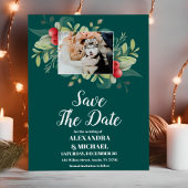Foto Kerstmis Winter groen bruiloft Save The Date