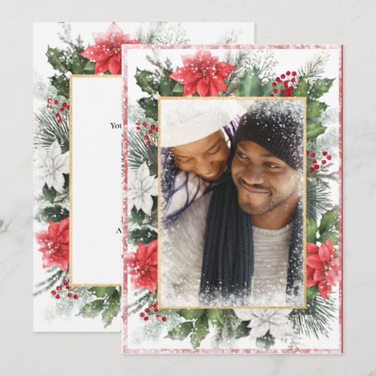 Foto Kerstmis Xmas Feestdagen Sneeuw Kaart (Voorkant / Achterkant)