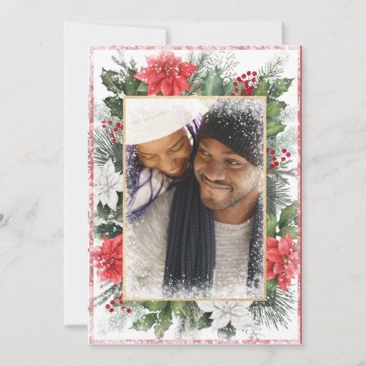 Foto Kerstmis Xmas Vakantie Sneeuw Kaart (Voorkant)