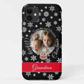 Foto Kerstmis Zwart Schattige rendier Wit Script Case-Mate iPhone Case (Achterkant)