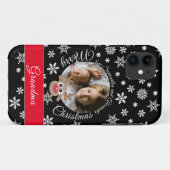 Foto Kerstmis Zwart Schattige rendier Wit Script Case-Mate iPhone Case (Achterkant (horizontaal))