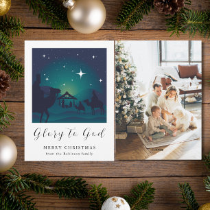 Foto Kerstmisscène Eer aan God Feestdagenkaart