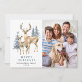 FOTO-kerstooggetuige legant deer Pine Tree Feestdagenkaart (Voorkant)