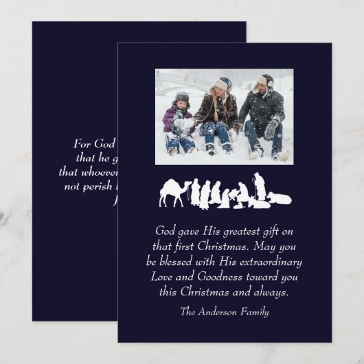 Foto Kerststal Bijbelvers Kerstmis Christelijk Feestdagenkaart (Voorkant / Achterkant)