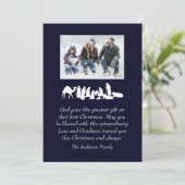 Foto Kerststal Bijbelvers Kerstmis Christelijk Feestdagenkaart (Staand voorkant)